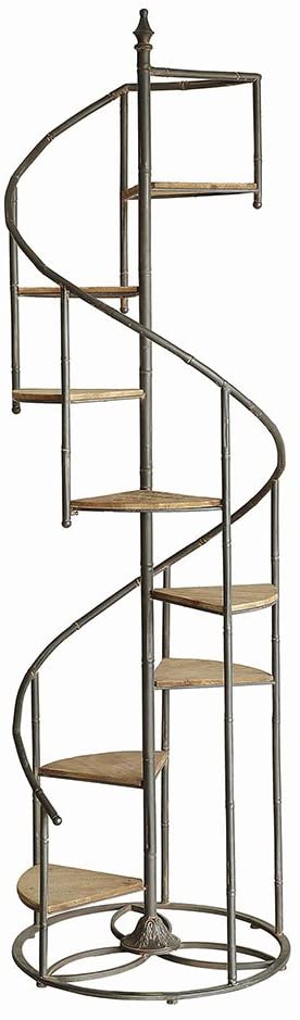 Oakestry CVFZR1721 Darby Spiral Staircase Metal and Wood Display Piece Furniture