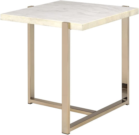Oakestry Feit End Table, Faux Marble &amp; Champagne