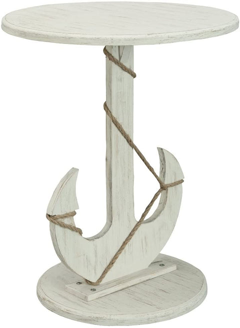 Oakestry Imports Anchor Accent Table, Sanibel White Rub, (A91749)