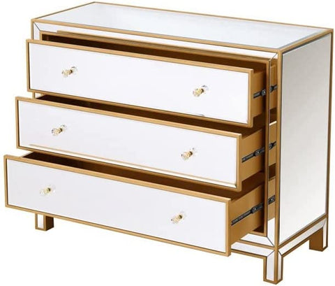Elegant Decor Chest 3 Drawers 40In. W X 16In. D X 32In. H in Gold