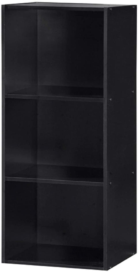 Hodedah 3-Shelf Bookcase in Black