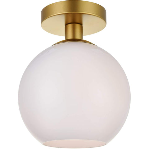 Oakestry Baxter 1 Light Brass Flush Mount with Frosted White Glass