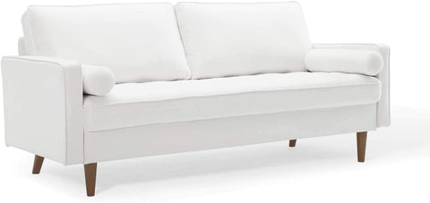 Oakestry Valour Performance Velvet Upholstered Tufted Sofa, White