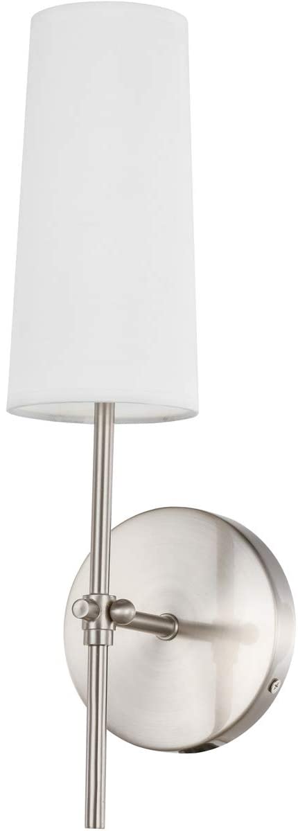 Oakestry Mel 1 Light Burnished Nickel and White Shade Wall Sconce