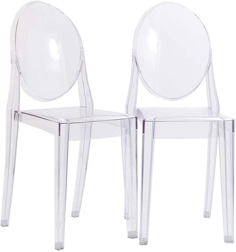 Oakestry Casper Modern Acrylic Stacking Two Dining Side Chairs in Clear