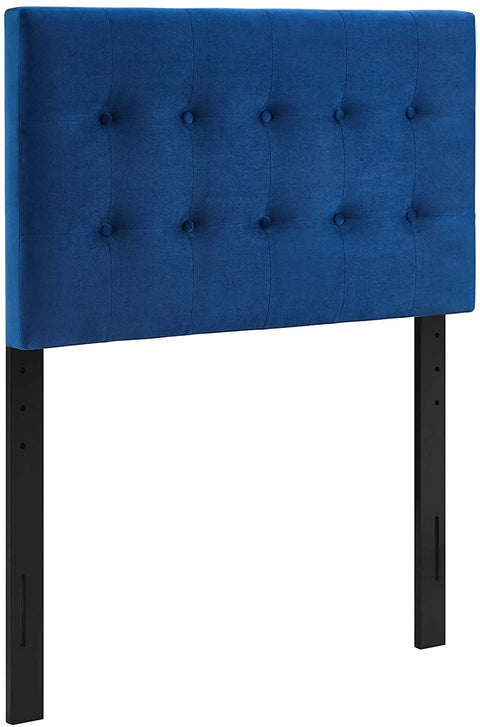 Oakestry Emily Twin Biscuit Tufted Performance Velvet Headboard, Navy