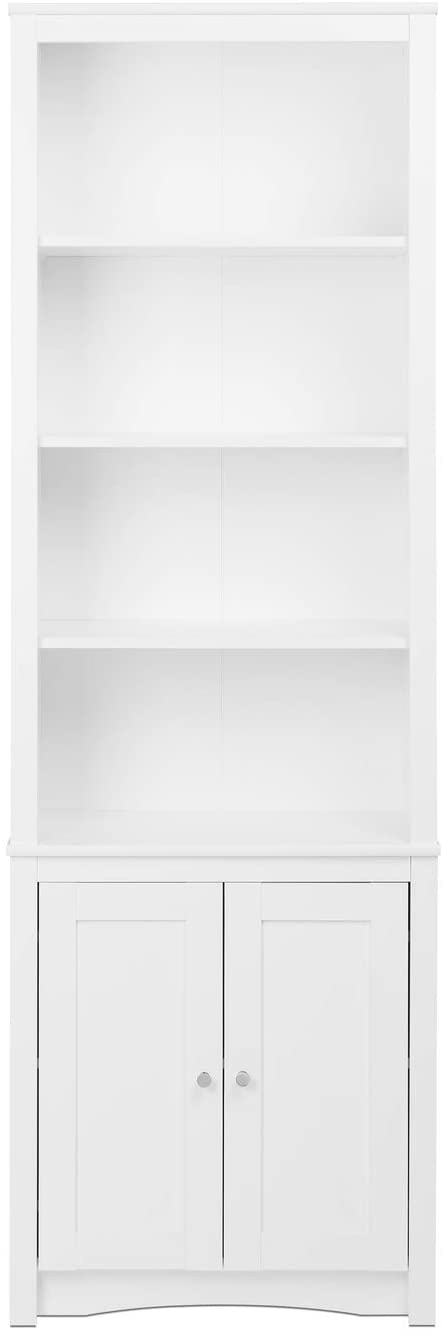 Oakestry Tall Bookcase with 2 Shaker Doors, 80&#34; H, White