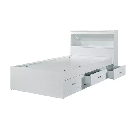 Hodedah Twin-Size Captain Bed with 3-Drawers and Headboard in White