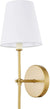 Oakestry Mel 1 Light Brass and White Shade Wall Sconce