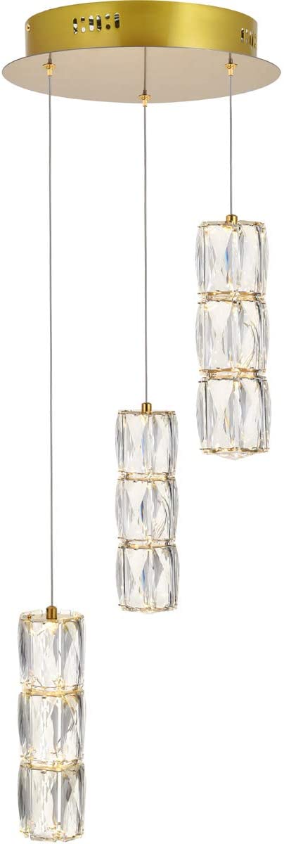 Oakestry Polaris LED Light Gold Pendant Clear Crystal