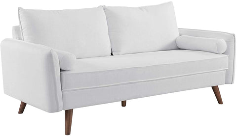 Oakestry Revive Contemporary Modern Fabric Upholstered Sofa In White