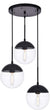 Oakestry Eclipse 3 Lights Black Pendant with Clear Glass