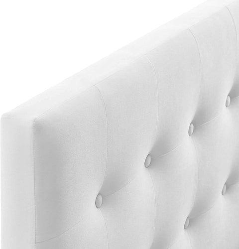 Oakestry Emily Full Biscuit Tufted Performance Velvet Headboard, White