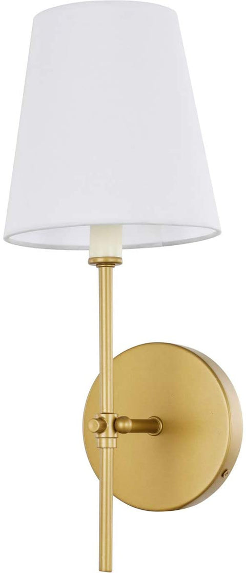 Oakestry Mel 1 Light Brass and White Shade Wall Sconce