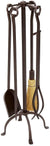 Oakestry English Country 5-piece Wrought Iron Fireplace Tool Set, Graphite