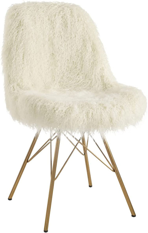 Oakestry Home Remy Flokati Chair with Gold Metal Base