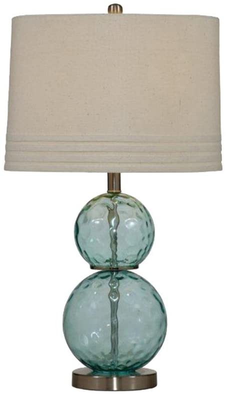 Oakestry Barika Table Lamp, Blue Dimple Glass