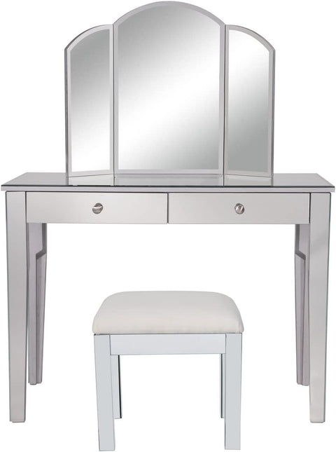 Elegant Decor Vanity Table 42 in. x 18 in. x 31 in. and Mirror 32 in. x 24 in. and Chair 18 in. x 14 in. x 18 in.