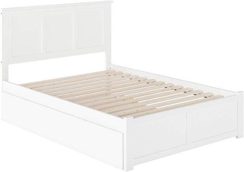 AFI Madison Platform Flat Panel Foot Board and Full Size Urban Trundle Bed, White