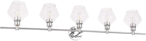 Oakestry Gene 5 Light Chrome and Clear Glass Wall Sconce