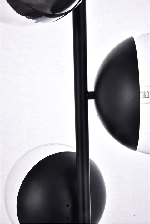 Living District Eclipse 3 Lights Black Floor Lamp with Clear Glass