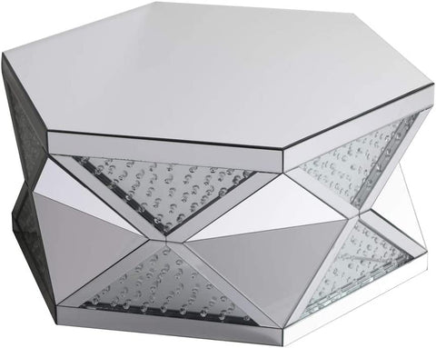Elegant Decor 39.5 in Crystal Mirrored Coffee Table