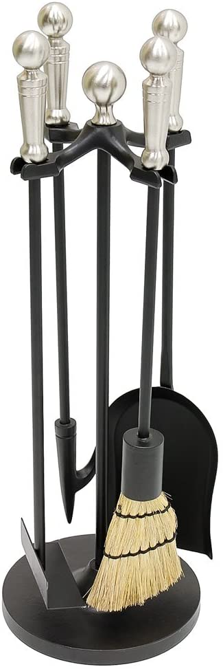 Oakestry Paxton 4-piece Mini Fireplace Stove Tool Set, Satin Nickel