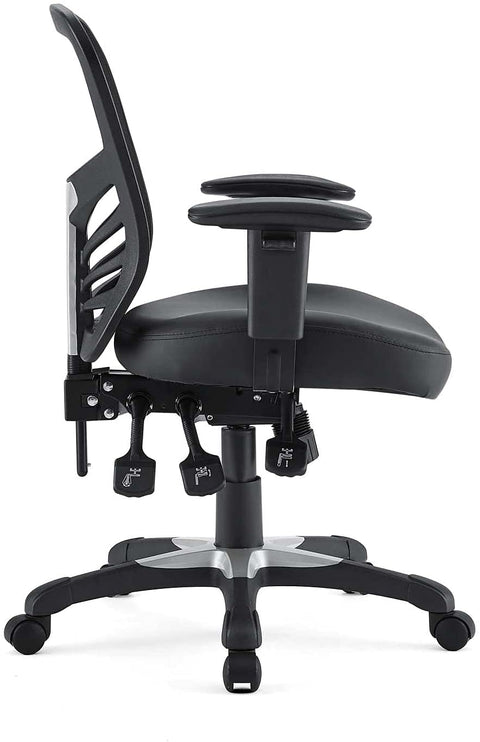 Oakestry Articulate Mesh Office Chair with Fully Adjustable Vegan Leather Seat In Black