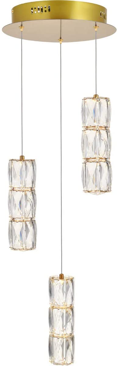 Oakestry Polaris LED Light Gold Pendant Clear Crystal