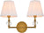 Oakestry Bethany 2 Lights Bath Sconce in Brass with White Fabric Shade