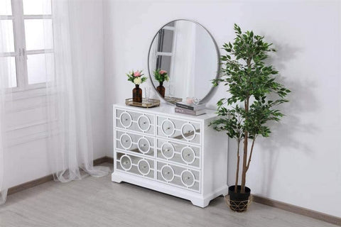 Elegant Decor 48 in. Mirrored six Drawer Cabinet in White