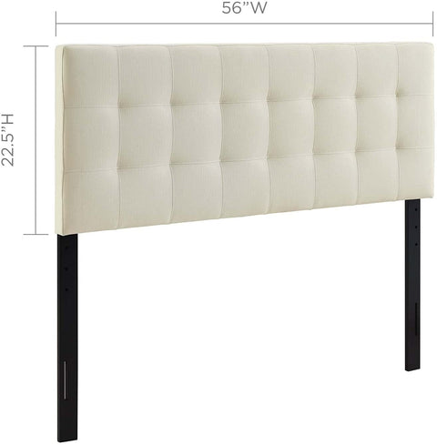 Oakestry Lily Tufted Linen Fabric Upholstered Full Headboard in Ivory