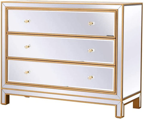 Elegant Decor Chest 3 Drawers 40In. W X 16In. D X 32In. H in Gold
