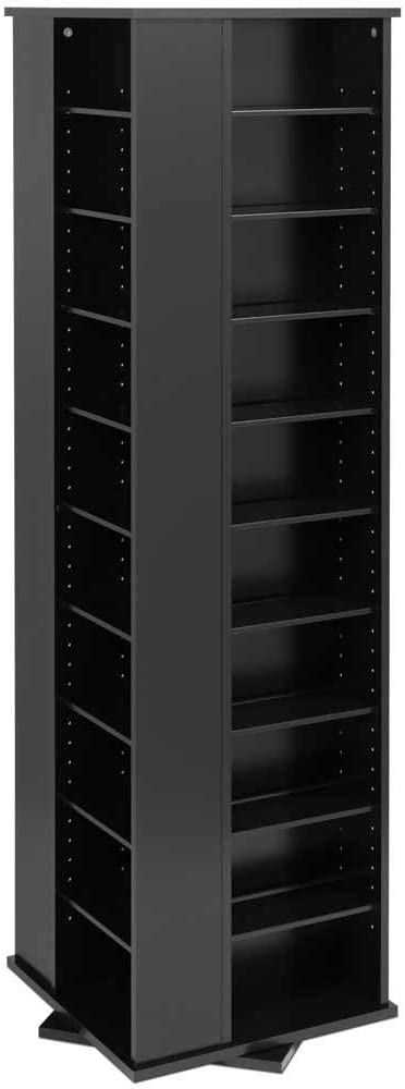 Oakestry Large Four-Sided Spinning Tower Storage Cabinet, Black