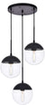Oakestry Eclipse 3 Lights Black Pendant with Clear Glass