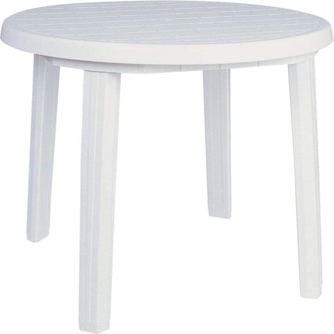Oakestry Ronda 36&#34; Round Resin Patio Dining Table in White, Commercial Grade