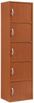 Hodedah 5-Shelf 5-Door Bookcase in Cherry