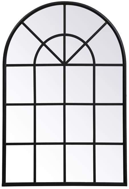 Oakestry Metal Windowpane Mirror 28 inch x 41 inch in in Black