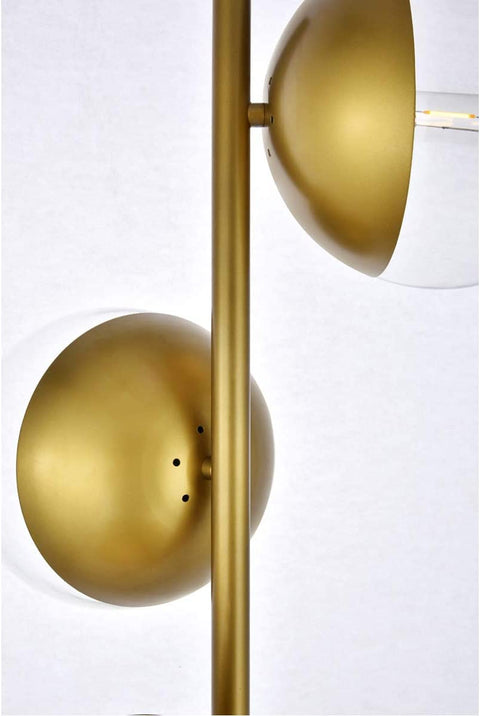 Living District Eclipse 3 Lights Brass Floor Lamp with Clear Glass
