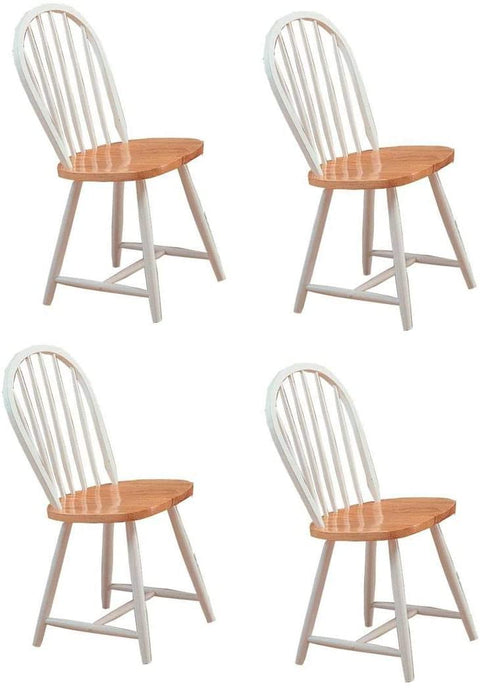 Oakestry Hesperia Windsor Dining Side Chairs Natural Brown and White (Set of 4)