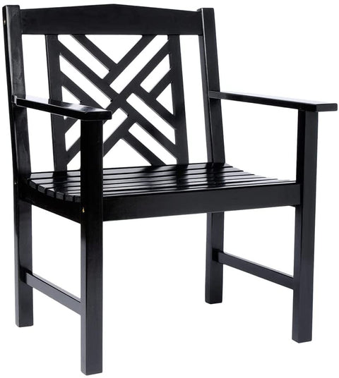 Oakestry 125-8004 Fretwork Armchair, Black Finish Chair, 2-ft