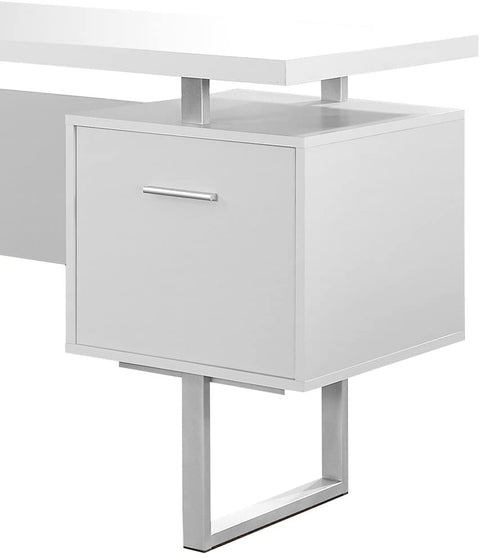 Oakestry White Hollow-Core/Silver Metal Office Desk, 60-Inch