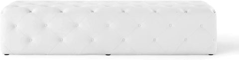 Oakestry Amour Tufted Vegan Leather Square Upholstered Ottoman in White