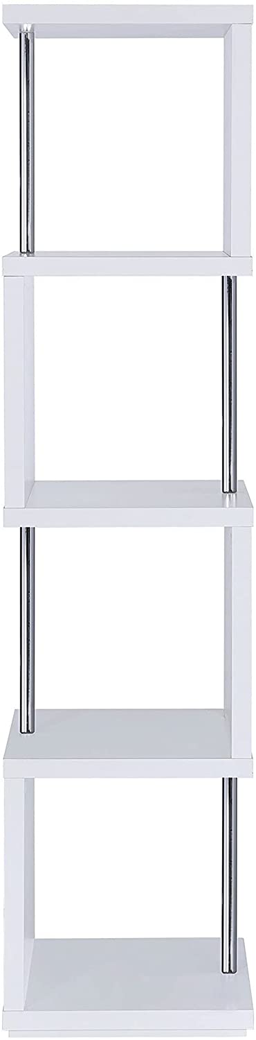 Oakestry Modern White Four-Tier Bookcase
