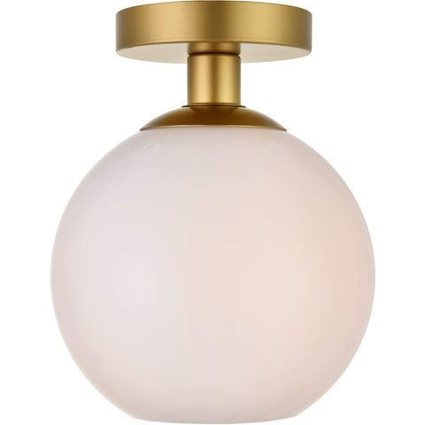 Oakestry Baxter 1 Light Brass Flush Mount with Frosted White Glass