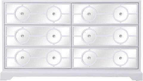 Elegant Decor 60 in. Mirrored six Drawer Cabinet in White