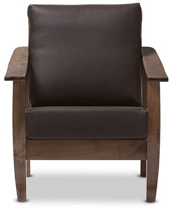 Oakestry Pierce Mid-Century Modern 1-Seater Lounge Chair Dark Brown/Walnut Brown/Contemporary