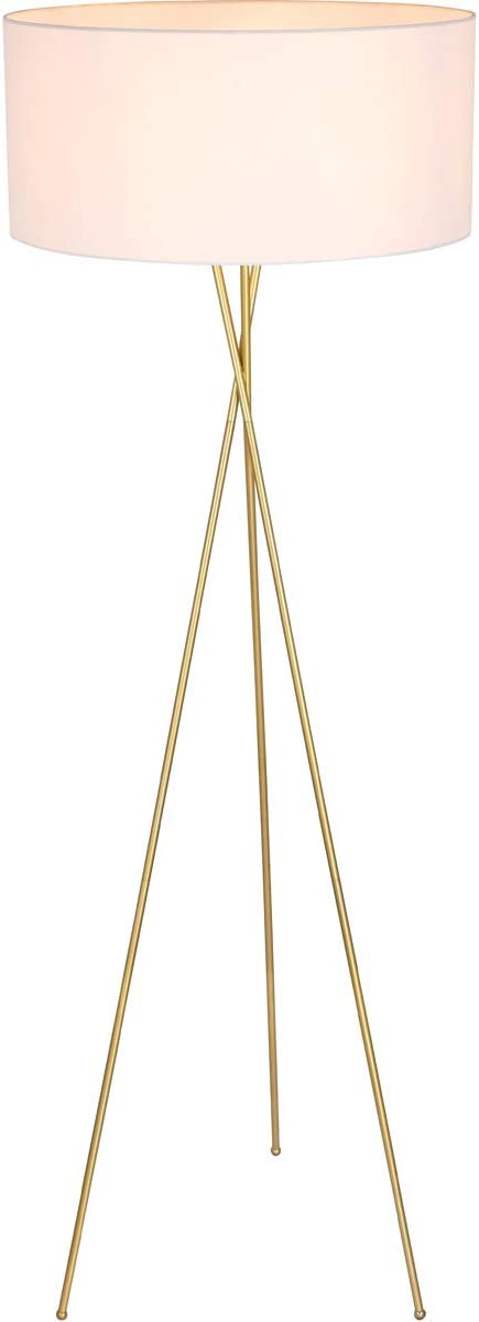 Living District Cason 1 Light Brass and White Shade Floor lamp