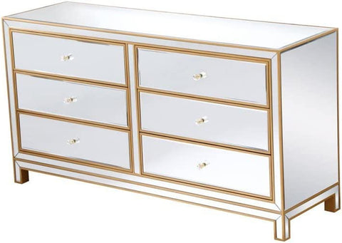 Elegant Decor Dresser 6 Drawers 60In. W X 18In. D X 32In. H in Gold