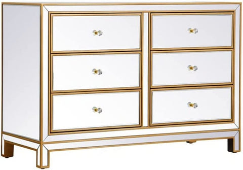 Elegant Decor Dresser 6 Drawers 48In. W X 18In. Din. X 32In. H in Gold